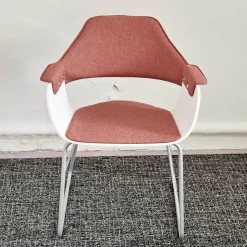 2er Set Armlehnstuhl Showtime Schale Weiß Lackiert Bezug Medley Y10 Pink Gestell Kufen Silber 7035 Mit Armauflagen