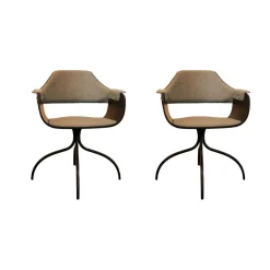 2er Set Armlehnstuhl Showtime Mit Armauflage Sitzschale Schwarz Lackiert Matt Sitz Medley Y03 Grau Gestell Matt Schwarz Drehbar