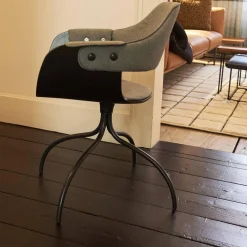 2er Set Armlehnstuhl Showtime Mit Armauflage Sitzschale Schwarz Lackiert Matt Sitz Medley Y03 Grau Gestell Matt Schwarz Drehbar