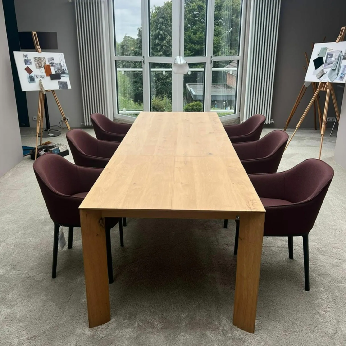 6er Set Armlehnstuhl Softshell Stoff Credo Bitter Chocolate Violett Untergestell Vierbein Basic Dark