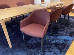 6er Set Armlehnstuhl Softshell Stoff Credo Bitter Chocolate Violett Untergestell Vierbein Basic Dark