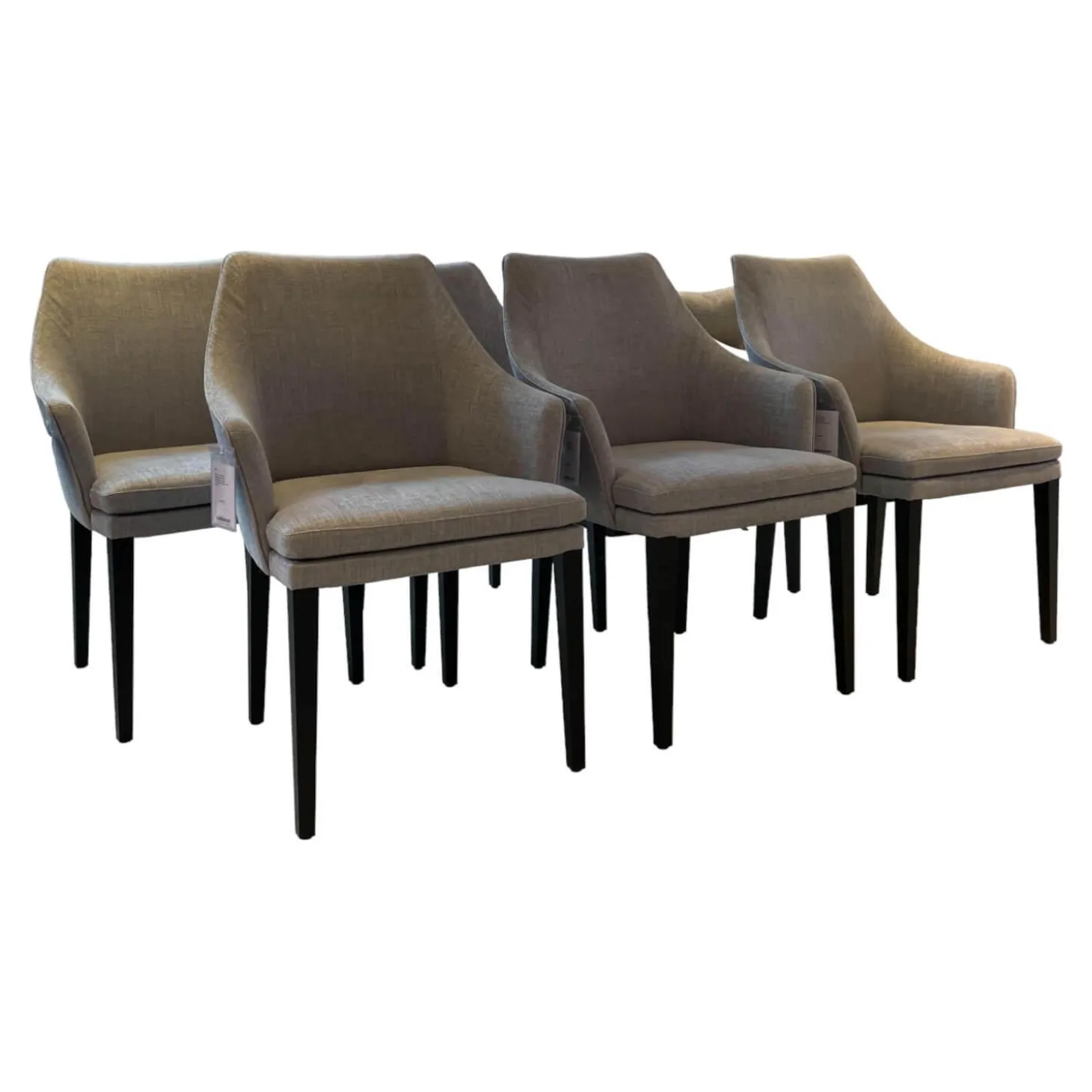 6er Set Armlehnstuhl Softshell Stoff Enza 252 Füße Eiche Dunkel Gebeizt