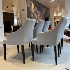 6er Set Armlehnstuhl Softshell Stoff Enza 252 Füße Eiche Dunkel Gebeizt