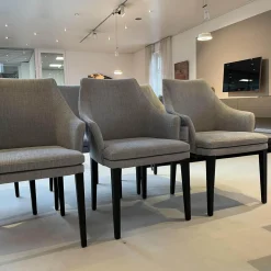 6er Set Armlehnstuhl Softshell Stoff Enza 252 Füße Eiche Dunkel Gebeizt