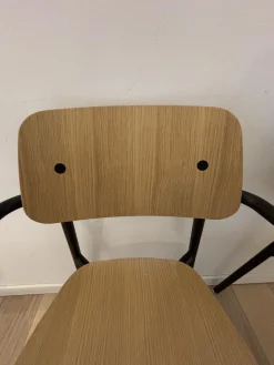 2er Set Armlehnstuhl Studie Eichenholz Furniert Gestell Und Armlehnen Aluminiumrohr Schwarz