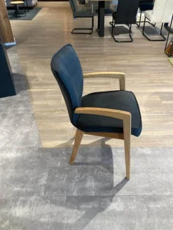 4er Set Armlehnstuhl Wilshere Stoff Texel 510 Anthrazit Gestell Massivholz Geölt