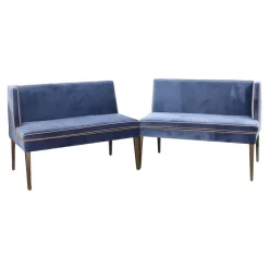 2er Set Bank CK Dinegra CK400.40 Bezug Allure Velvet Blau 1357 055 Fuß Eiche Dunkel Keder 577.056 Copper Helles Kupfer