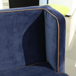 2er Set Bank CK Dinegra CK400.40 Bezug Allure Velvet Blau 1357 055 Fuß Eiche Dunkel Keder 577.056 Copper Helles Kupfer