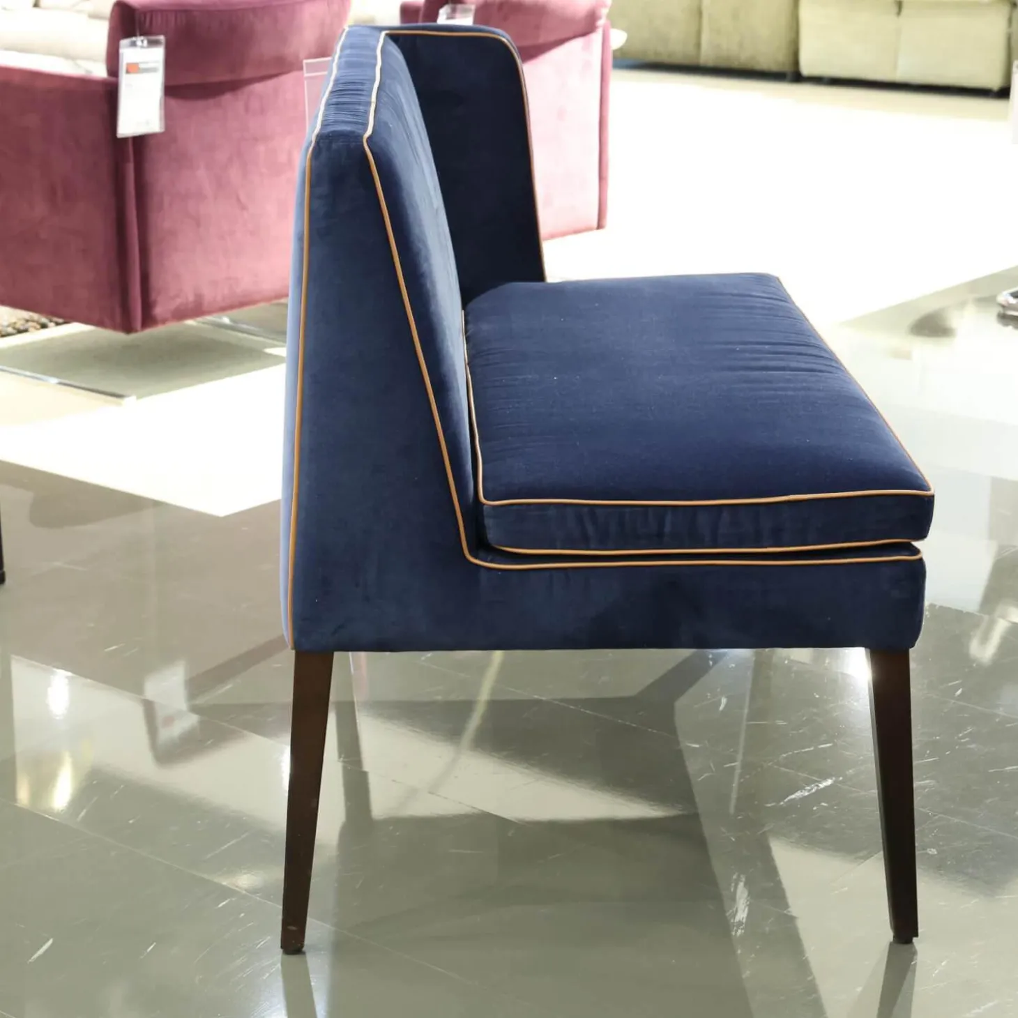 2er Set Bank CK Dinegra CK400.40 Bezug Allure Velvet Blau 1357 055 Fuß Eiche Dunkel Keder 577.056 Copper Helles Kupfer