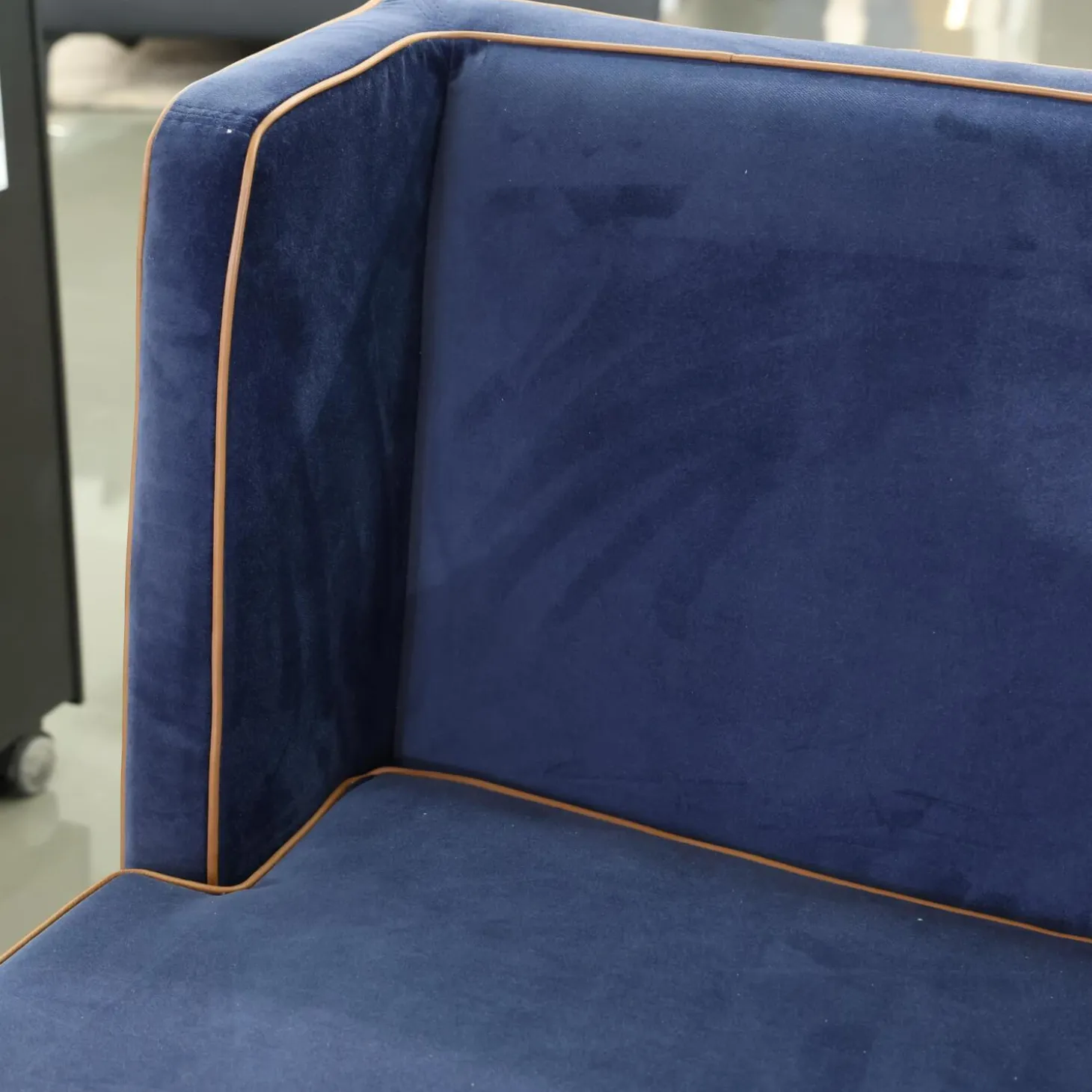 2er Set Bank CK Dinegra CK400.40 Bezug Allure Velvet Blau 1357 055 Fuß Eiche Dunkel Keder 577.056 Copper Helles Kupfer