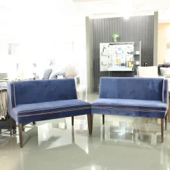 2er Set Bank CK Dinegra CK400.40 Bezug Allure Velvet Blau 1357 055 Fuß Eiche Dunkel Keder 577.056 Copper Helles Kupfer