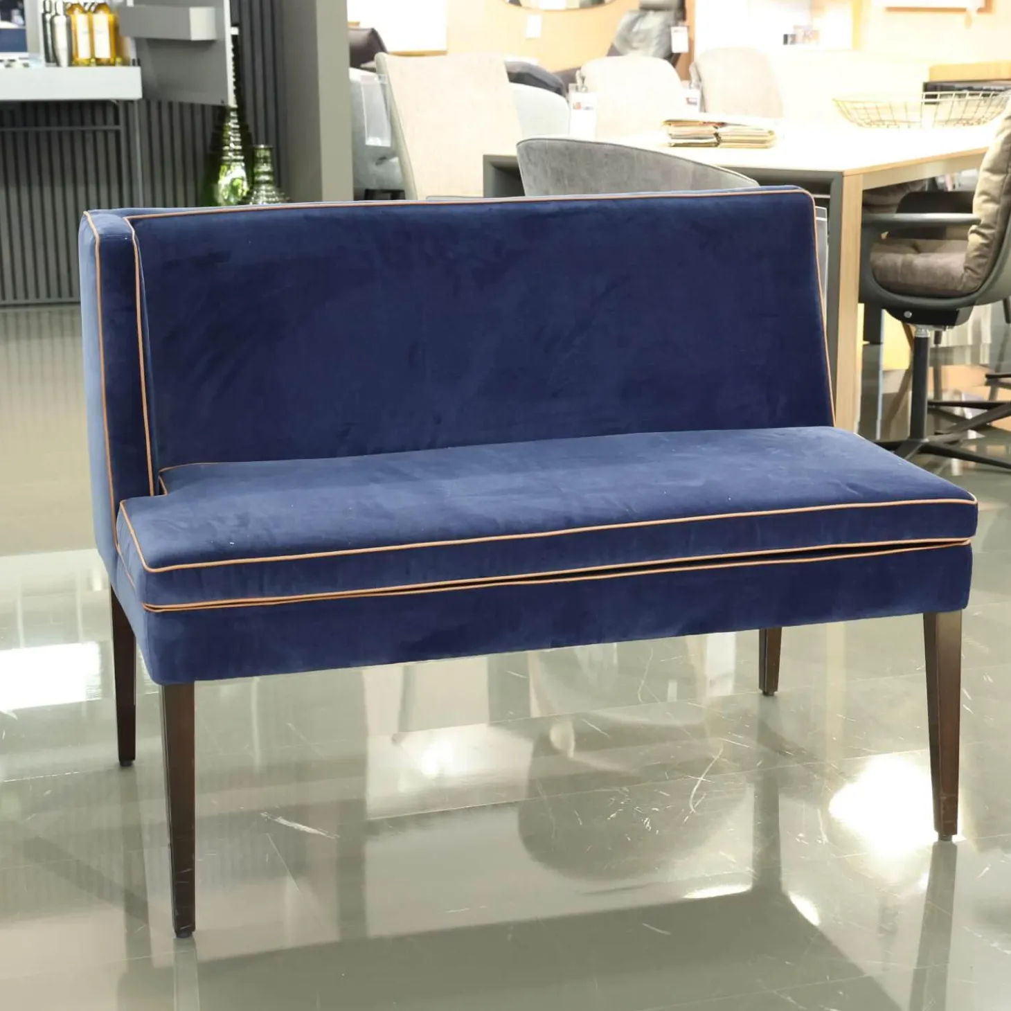 2er Set Bank CK Dinegra CK400.40 Bezug Allure Velvet Blau 1357 055 Fuß Eiche Dunkel Keder 577.056 Copper Helles Kupfer