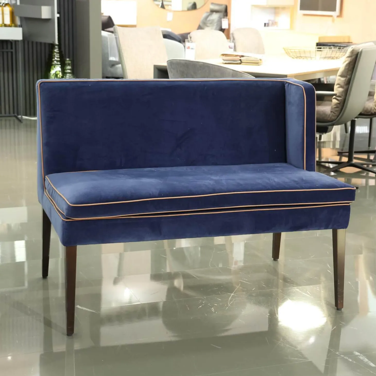 2er Set Bank CK Dinegra CK400.40 Bezug Allure Velvet Blau 1357 055 Fuß Eiche Dunkel Keder 577.056 Copper Helles Kupfer