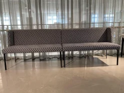 2er Set Bank Juna Stoff Diamante Grigio Grau Fuß Stahl Schwarz Gepulvert