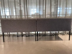 2er Set Bank Juna Stoff Diamante Grigio Grau Fuß Stahl Schwarz Gepulvert