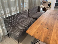 2er Set Bank Juna Stoff Diamante Grigio Grau Fuß Stahl Schwarz Gepulvert