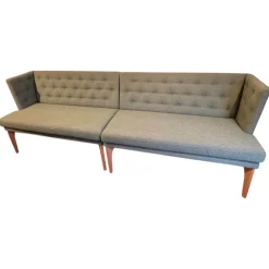 2er Set Bank Polo BW 167 6002 Stoff Queen 1775 434 Grün Gestell Eiche Natur Geölt