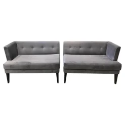 2er Set Bank Smilla Stoff Milan Anthrazit Holzfuß Schwarz