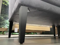 2er Set Bank Smilla Stoff Milan Anthrazit Holzfuß Schwarz