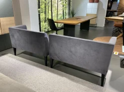 2er Set Bank Smilla Stoff Milan Anthrazit Holzfuß Schwarz