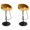 2er Set Barhocker Flat Stool Sitzschale Nordic Acqua Clean Gelb Bodenplatte Und Säule Stahl Matt Schwarz