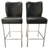 2er Set Barhocker Mambo Bezug Leder Toledo 9008 Schwarz Gestell Rundrohr Edelstahl