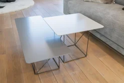 2er Set Beistelltisch Pilotis MDF Lack Grau Gestell Schwarz