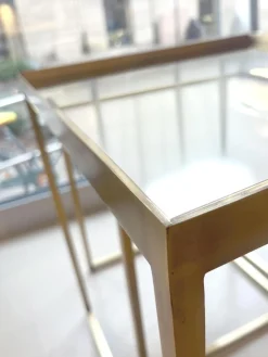 2er Set Beistelltisch Platte Glas Gestell Metall Goldoptik Gold