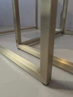 2er Set Beistelltisch Platte Glas Gestell Metall Goldoptik Gold