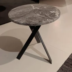 2er Set Beistelltisch Platte Stein Silver Wave Und Stein Orobico Black Gestell Stahl Schwarzgrau