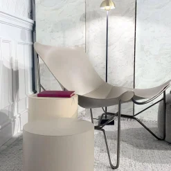 2er Set Beistelltisch Thais Bezug Narbenleder Creme Und Beige