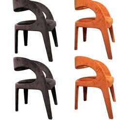 4-er Set Berenice Chair 2 Stoff A073 Black 2 Stoff A045 Paprika