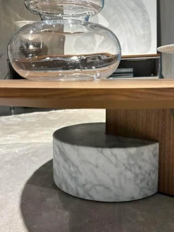 2er Set Couchtisch Sengu Low Table Amerikanischer Nussbaum Und Modell 9 Platte Marmor Carrara Weiß Gestell Anthrazit