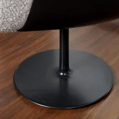 2-er Set Drehstuhl Alvo Stoff 14002 Hellgrau Schale Kunststoff Schwarz Tellerfuß Lack Schwarz