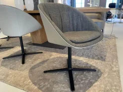 4er Set Drehstuhl Dan Innen Stoff Harris 14 Grau Außen Leder 647 Grau Kreuzfuß Schwarz