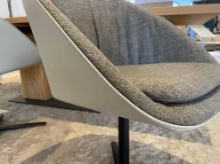 4er Set Drehstuhl Dan Innen Stoff Harris 14 Grau Außen Leder 647 Grau Kreuzfuß Schwarz