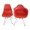 2er Set Eames Plastic Sidechair Und Armchair Sitzschale Kunststoff Oxidrot Rot Gestell Metall Verchromt