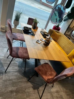 4er Set Esszimmerstuhl Yanis Stoff Adore 200 Pale Rosa Rot Gestell Anthrazit Schwarz