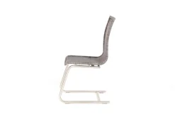 4er Set Freischwinger Jenny Vollgeflecht Kieselgrau Grau Untergestell Rundrohr Edelstahl