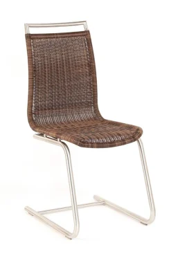 4er Set Freischwinger Jenny Mit Edelstahlgriff Coffe Creme Braun Untergestell Rundrohr Edelstahl