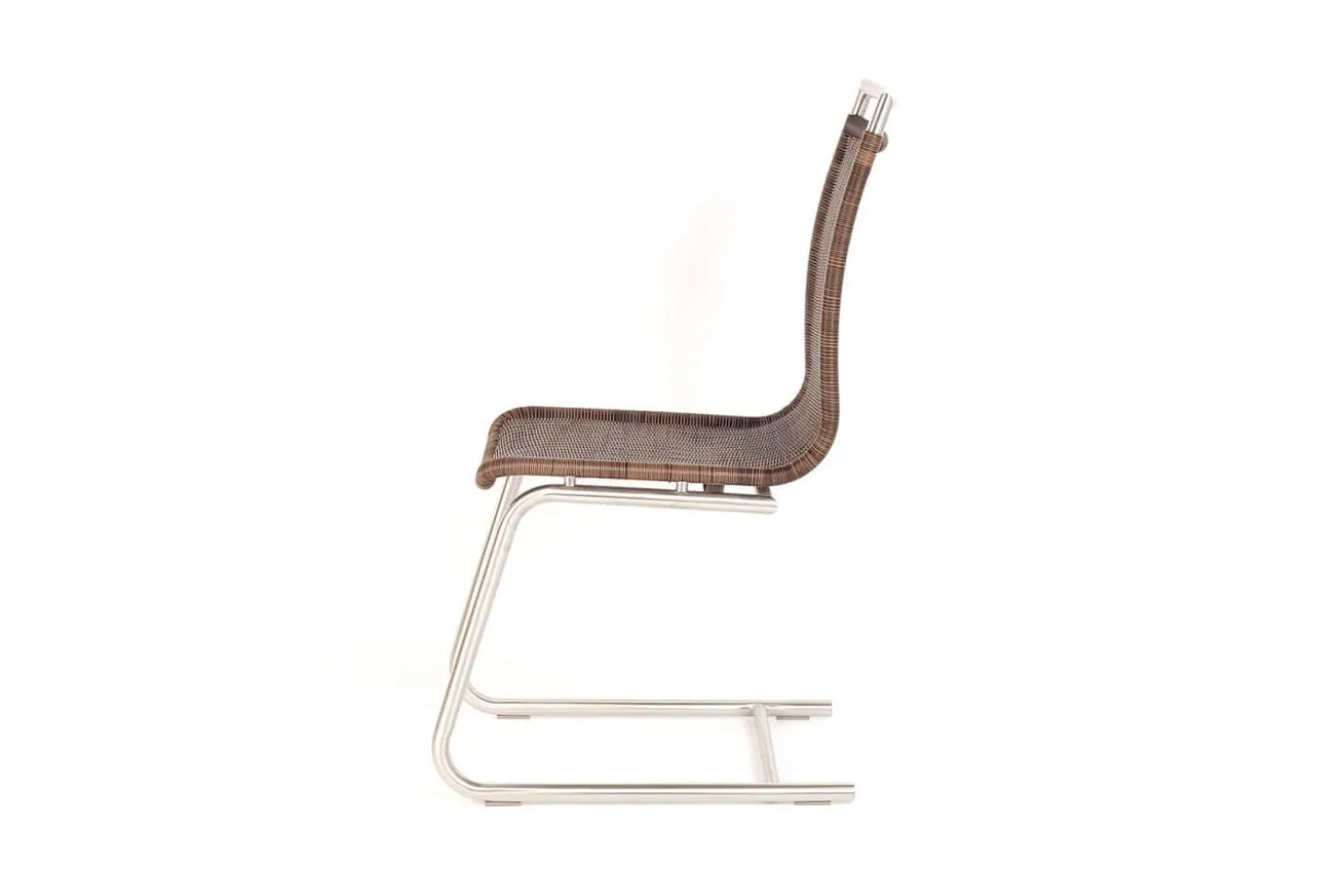 4er Set Freischwinger Jenny Mit Edelstahlgriff Coffe Creme Braun Untergestell Rundrohr Edelstahl