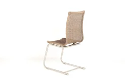 4er Set Freischwinger Jenny Vollgeflecht Macchiato Hellbraun Beige Untergestell Rundrohr Edelstahl