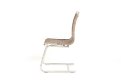 4er Set Freischwinger Jenny Mit Edelstahlgriff Macchiato Braun Beige Untergestell Rundrohr Edelstahl