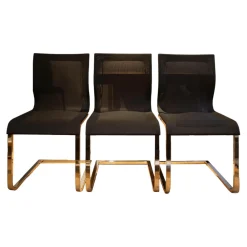 3er Set Freischwinger Magnum Stricktex Schwarz Gestell Chrom Glänzend Ohne Armlehne