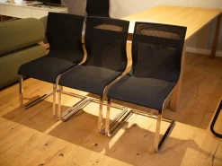 3er Set Freischwinger Magnum Stricktex Schwarz Gestell Chrom Glänzend Ohne Armlehne