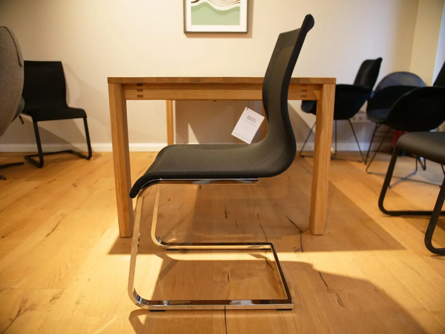 3er Set Freischwinger Magnum Stricktex Schwarz Gestell Chrom Glänzend Ohne Armlehne