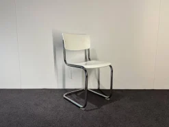 3-er Set Freischwinger Stuhl S43 Decklackiert 9010 Weiss Stahlgestell Verchromt Inklusive Filzgleitern