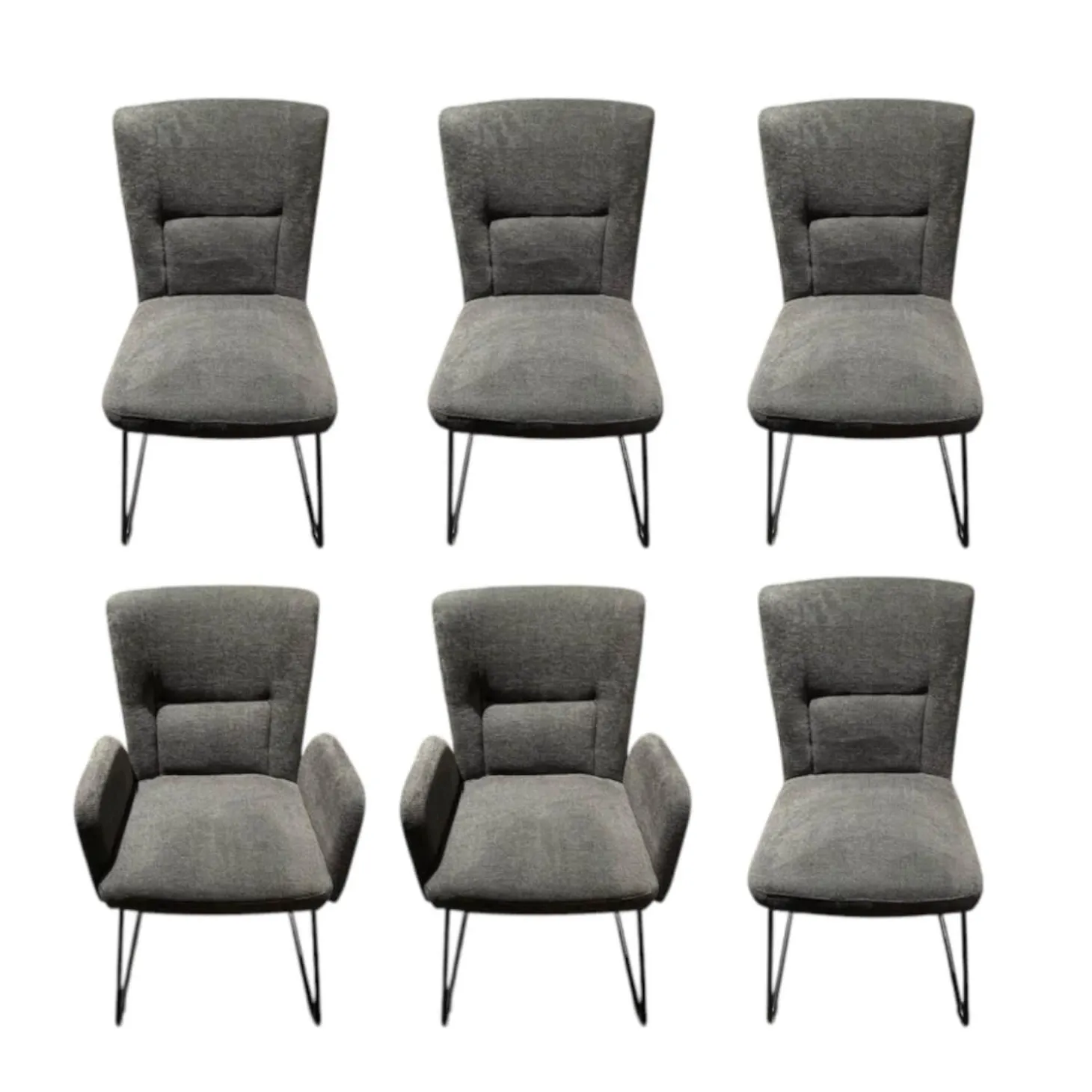 6er Set Gainesville Stoff Silent Hunter 361 Anthrazit Gestell Metall Schwarz Pulverbeschichtet