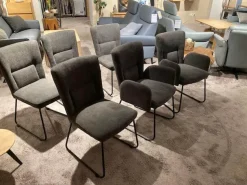 6er Set Gainesville Stoff Silent Hunter 361 Anthrazit Gestell Metall Schwarz Pulverbeschichtet