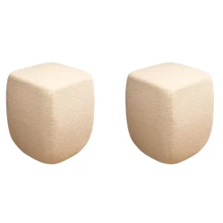 2er Set Hocker Betty Pouf Stoff Bouclé Ecrú Beige